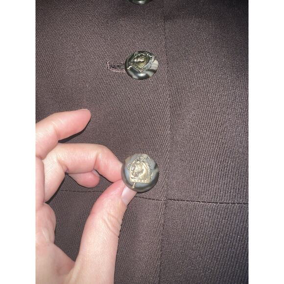 RALPH LAUREN Brown Wool Blazer Jacket Leather Collar Horse Equestrian Buttons 8 - Picture 4 of 4